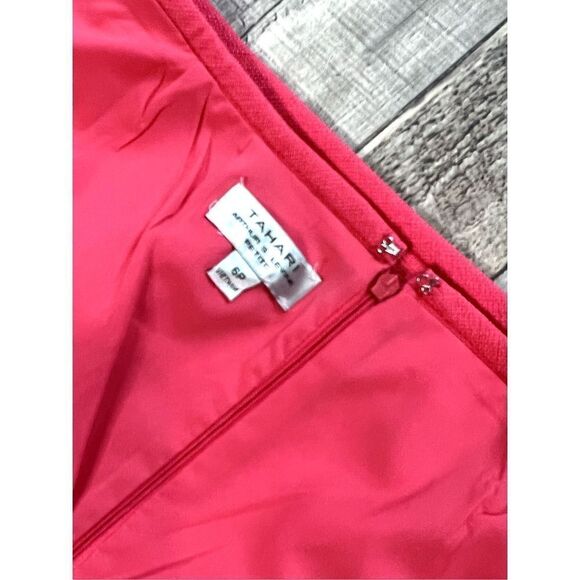 Tahari Tweed Straight Pencil Coral Pink Skirt 6P Colorful Petite Business - Picture 5 of 8